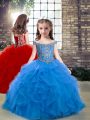 Sleeveless Beading and Ruffles Lace Up Kids Pageant Dress