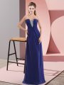 Colorful Sleeveless Chiffon Floor Length Zipper Prom Dress in Royal Blue with Beading
