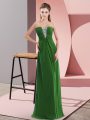 Excellent Sleeveless Floor Length Beading Zipper Dress for Prom with Green