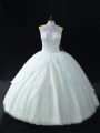 Romantic Ball Gowns Vestidos de Quinceanera Blue Halter Top Tulle Sleeveless Floor Length Lace Up