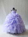 Ball Gowns Sleeveless Lavender Little Girl Pageant Dress Brush Train Lace Up
