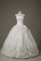 White Bridal Gown Sweetheart Sleeveless Brush Train Lace Up