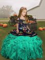 Embroidery Pageant Dress for Teens Turquoise Lace Up Sleeveless Floor Length