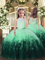 Floor Length Multi-color Child Pageant Dress High-neck Sleeveless Backless