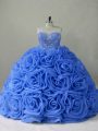 Organza Sleeveless 15 Quinceanera Dress Brush Train and Beading