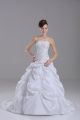 Best Selling Ball Gowns Sleeveless White Wedding Gowns Brush Train Lace Up