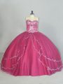 Sleeveless Beading and Sequins Lace Up Sweet 16 Dresses with Red Brush Train