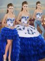 Amazing Floor Length Royal Blue Sweet 16 Dress Sweetheart Sleeveless Lace Up