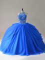 Dynamic Floor Length Ball Gowns Sleeveless Royal Blue Ball Gown Prom Dress Lace Up