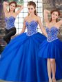 Tulle Sleeveless Quinceanera Dresses Brush Train and Beading and Pick Ups