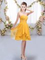 Fabulous Gold Empire Sweetheart Sleeveless Chiffon Knee Length Lace Up Ruffles and Ruching Quinceanera Court of Honor Dress