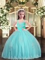 Latest Straps Sleeveless Tulle Pageant Dress for Teens Appliques Lace Up