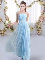 Glorious Sleeveless Beading Lace Up Court Dresses for Sweet 16 with Baby Blue Sweep Train