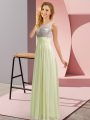 Lovely Chiffon Sleeveless Floor Length Bridesmaids Dress and Beading