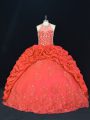 Halter Top Sleeveless Taffeta Quince Ball Gowns Beading and Appliques and Embroidery Lace Up