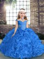 Best Sleeveless Lace Up Floor Length Beading and Ruching Kids Formal Wear
