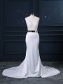 Fashionable White Zipper Wedding Dress Appliques and Sashes ribbons Sleeveless Brush Train