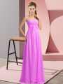 Floor Length Lilac Party Dresses Chiffon Sleeveless Beading