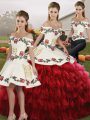 Latest Sleeveless Lace Up Floor Length Embroidery and Ruffled Layers Quinceanera Gowns