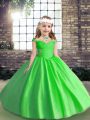 Sleeveless Floor Length Beading Lace Up Kids Pageant Dress with