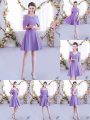 Scoop Half Sleeves Damas Dress Mini Length Ruching Pink Chiffon