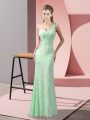 Free and Easy Apple Green Sleeveless Lace Criss Cross Homecoming Dress for Prom and Party
