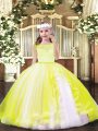 Yellow Zipper Scoop Lace Pageant Dress for Teens Tulle Sleeveless