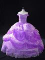 Eye-catching Lavender Lace Up Quinceanera Gown Beading and Appliques and Sequins Sleeveless