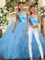 Shining Scoop Sleeveless Tulle Quinceanera Dress Lace and Ruffles Backless