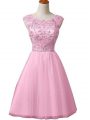 Sweet Mini Length A-line Sleeveless Baby Pink Prom Dress Zipper