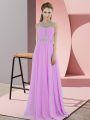 Dazzling Floor Length Empire Sleeveless Lilac Homecoming Dress Zipper