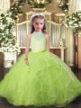 Wonderful Yellow Green Backless Scoop Ruffles Little Girls Pageant Gowns Tulle Sleeveless