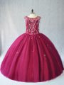 Fantastic Floor Length Lace Up Sweet 16 Dresses Burgundy for Sweet 16 and Quinceanera with Beading