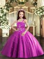 Beading Child Pageant Dress Lilac Lace Up Sleeveless Floor Length