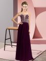 Artistic Burgundy Empire Chiffon Sweetheart Sleeveless Beading Floor Length Lace Up Celebrity Evening Dresses