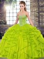 Comfortable Tulle Sleeveless Floor Length Sweet 16 Quinceanera Dress and Beading and Ruffles
