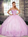 Best Sweetheart Sleeveless Lace Up Ball Gown Prom Dress Lilac Tulle