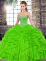 Quinceanera Dress Military Ball and Sweet 16 and Quinceanera with Beading and Ruffles Sweetheart Sleeveless Lace Up
