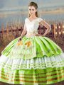 Luxury Ball Gowns Embroidery and Ruffled Layers 15 Quinceanera Dress Lace Up Satin Sleeveless Floor Length