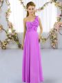 Romantic Lilac Damas Dress Wedding Party with Hand Made Flower One Shoulder Sleeveless Lace Up