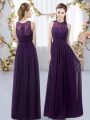 Dark Purple High-neck Zipper Lace Quinceanera Court Dresses Sleeveless