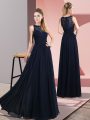 Discount Navy Blue Empire Scoop Sleeveless Chiffon Floor Length Zipper Lace Mother Of The Bride Dress