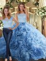 Sophisticated Scoop Sleeveless Fabric With Rolling Flowers Ball Gown Prom Dress Lace Zipper