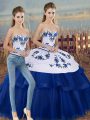 Beautiful Floor Length Royal Blue Quince Ball Gowns Sweetheart Sleeveless Lace Up