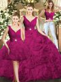 Graceful Floor Length Backless Quinceanera Dresses Fuchsia for Military Ball and Sweet 16 and Quinceanera with Beading