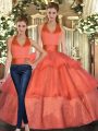 Ruffled Layers Quince Ball Gowns Orange Lace Up Sleeveless Floor Length