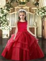 Trendy Tulle Sleeveless Floor Length Little Girls Pageant Gowns and Ruffled Layers