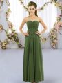 Gorgeous Dark Green Sleeveless Floor Length Ruching Lace Up Vestidos de Damas