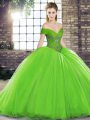 Affordable Off The Shoulder Neckline Beading Sweet 16 Quinceanera Dress Sleeveless Lace Up
