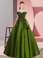 Designer A-line Quinceanera Dress Olive Green Off The Shoulder Satin Sleeveless Floor Length Zipper